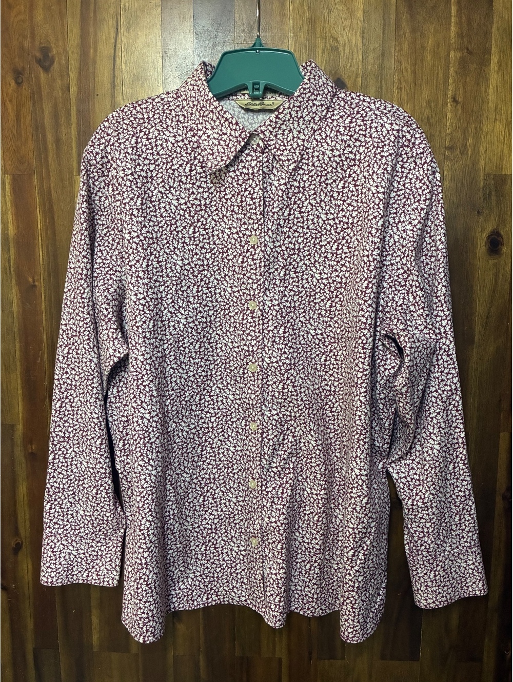 Eddie Bauer Fall Leaf Acorn Print Collared Button Down Dress Shirt Women’s XXL